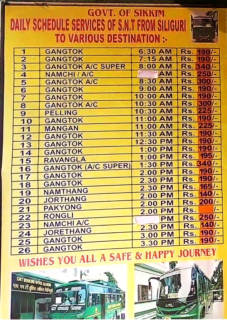 Siliguri-Bustand-Time-Table